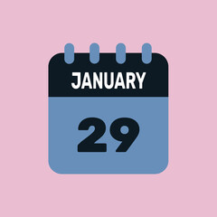 29 january calendar icon date monthly graphic design.