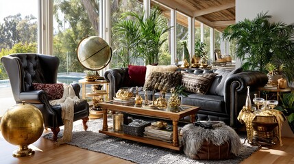 Luxurious and Elegant Living Room Decor with Chic Furniture and Stylish Accessories in Modern Home