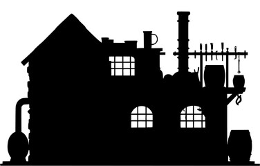 Fototapeta premium Silhouette of Farmhouse style Blacksmith shop design, Farmhouse style Blacksmith shop vector illustration