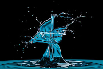 Dynamic Blue Water Splash Art Macro Liquid Motion Photography