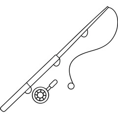 Fototapeta premium Fishing rod outline illustration fishing equipment for hobby or sport activities