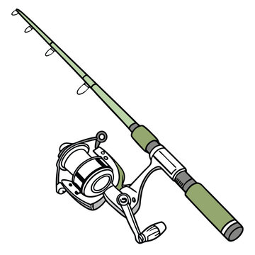 recommend clip art: Illustrated fishing rod and reel tackle equipment for outdoor recreation fishing