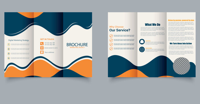 tri-fold brochure design template, Creative corporate business trifold brochure . Editable image. modern design template