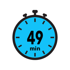 49 minute Timer, clock, stopwatch isolated icons. Countdown timer symbol. Minute timer, Time measure, Chronometer, Alarm.