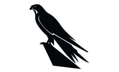 Falcon silhouette, Raptor vector icon, Wild bird illustration