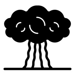 Explosion of nuclear bomb solid icon, atomic energy concept. Vector graphics. Radioactive cloud pile mushroom sign on white background, glyph style mobile or design.