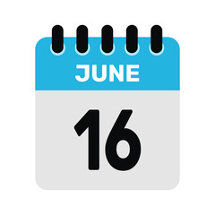june 16 calendar icon Vector page month design