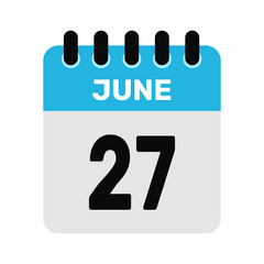 Fototapeta premium june 27 calendar icon Vector page month design