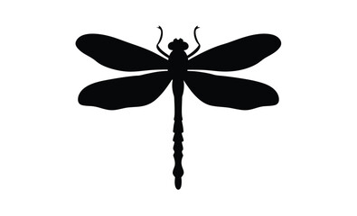 Dragonfly silhouette, Insect icon vector, Damselfly black graphic, Flying bug illustration