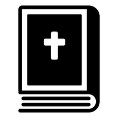 Bible book with cross solid icon, easter holiday concept. Vector graphics. Religion, book with Christian cross sign on white background, glyph style mobile or design.