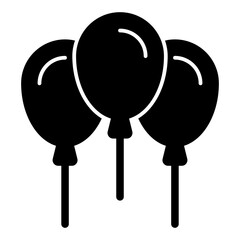 Air balloons solid icon, festive holiday concept. Vector graphics. Holiday decoration, celebration sign on white background, glyph style mobile or design.
