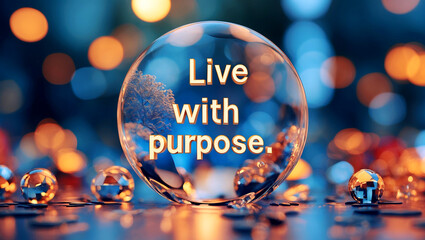 Live with purpose against a blurred success background