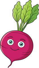 Cartoon Radish Illustration - Friendly Vegetable Character
