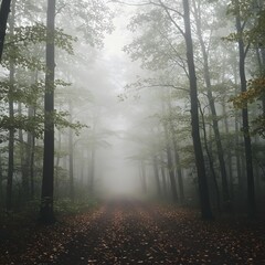 Naklejka premium In a misty, dreamy forest