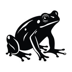 Frog black silhouette of a simple minimal vector white background