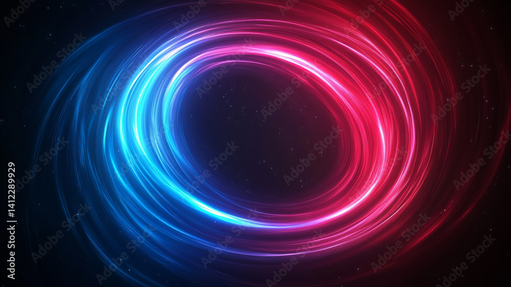 Poster vibrant abstract image featuring swirling red and blue light, creating dynamic visual effect