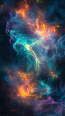 Fototapeta premium Vibrant interstellar cloud formation blending warm orange and cool cyan hues softly