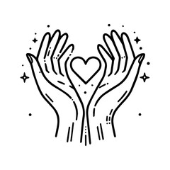 Hand and Heart Illustration – Perfect for Logos, Posters 
