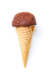ice cream cone chocolate flavor isolated on white background