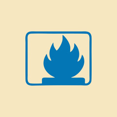 Decorative fire icon with ornate details for label or badge design