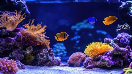 Obraz premium Beautiful underwater coral reefs with fish in an exotic setting
