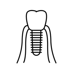 dental implant black line icon for digital and print projects.