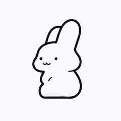 Obraz premium Minimalist cartoon bunny with rounded shape in line art