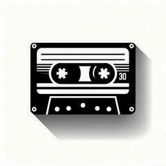 Obraz premium Cassette Tape Illustration Black and White Retro Style suitable for marketing collateral