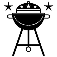 Barbecue Grill Vector for 4th of July | Patriotic BBQ Clipart for Independence Day Designs