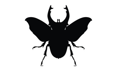 Beetle silhouette, Insect icon design, Black beetle graphic, Bug illustration on white background