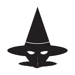 Fototapeta premium A simple, minimalistic black and white illustration of a mask and a hat.