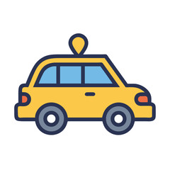 Taxi Cab Representing Local Ground Transport Icon Design