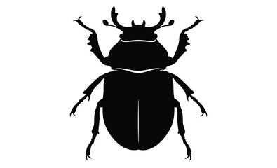 Beetle silhouette, Insect icon design, Black beetle graphic, Bug illustration on white background