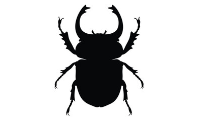 Beetle silhouette, Insect icon design, Black beetle graphic, Bug illustration on white background