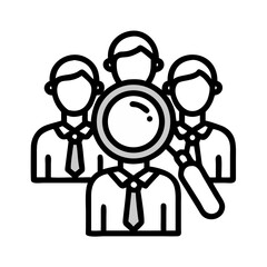 Team Members with Magnifying Glass Icon Design
