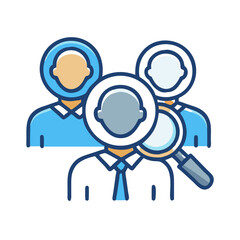 Team Members with Magnifying Glass Icon Design