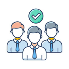 Team Members with Verification Symbol Icon Design