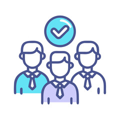 Team Members with Verification Symbol Icon Design