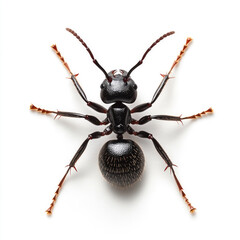 Fototapeta premium Black ant with detailed features, exhibiting distinct body structure and focused stance, isolated on white background