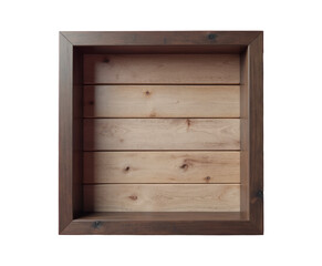Rustic Wood Box Frame, Light Brown Planks, transparent background.