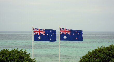 Minimalist Design: Australia and New Zealand Flags in Nature