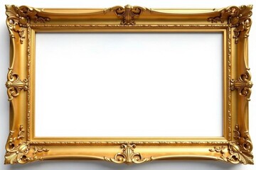 Elegant ornate gold vintage frame isolated on white , vintage, design