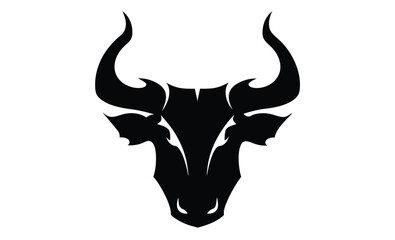 Bull silhouette, Running bull icon, Farm animal graphic, Buffalo illustration on white background