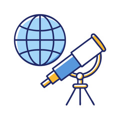 Telescope Pointing Toward Globe Icon Design
