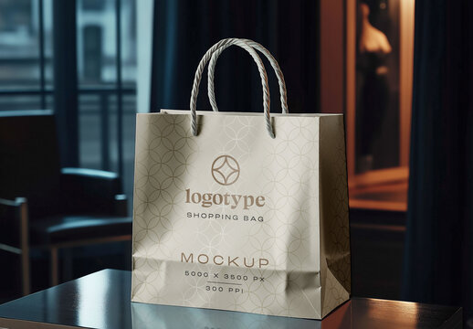 Shopping Bag Mockup for Packaging Design and Retail Branding