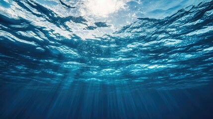 Blue ocean surface seen from underwater