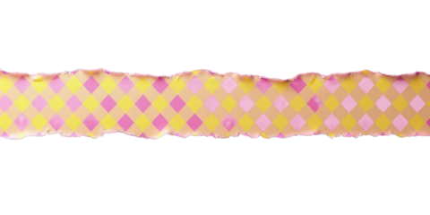 Torn Pink Paper with Yellow Diamond Pattern - transparent background