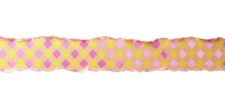 Torn Pink Paper with Yellow Diamond Pattern - transparent background