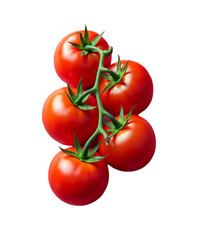 Vine Ripe Tomatoes, Red, Green Stem, Transparent Background, Fresh Produce