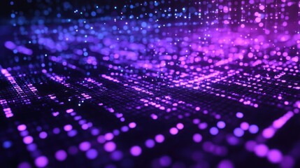 Obraz premium Blue and purple glowing light particles creating a digital backdrop for technology and abstract use